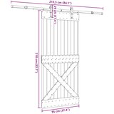  Klizna vrata NARVIK 95 x 210 cm (213,5 cm) Prirodna i crna | shoptok.hr