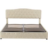 Lumor Postelja s predalom 180x200 cm iz žameta – z nastavljivim vzglavjem – bež, (22151105) | Shoptok.si