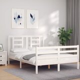 vidaXL Posteljni okvir z vzglavjem bel 4FT trden les | Shoptok.si