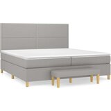  Box spring postelja z vzmetnico svetlo siva 200x200 cm blago, (20727009) | Shoptok.si
