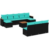 vidaXL 11-dijelni vrtni set s jastucima crni poliratan - Crna Sa stolom 1 | shoptok.hr