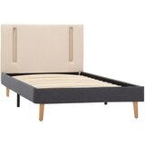  Okvir za krevet od tkanine LED krem i tamnosivi 100 x 200 cm | shoptok.hr