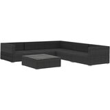 Poli vrtna sedežna garnitura z blazinami 6-delna ratan črna | Shoptok.si