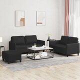  3-dijelni set sofa s jastucima crni od umjetne kože | shoptok.hr