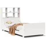  Krevet s regalom za knjige bez madraca bijeli 90x190 cm od drva - Bijela 90 x 190 cm | shoptok.hr