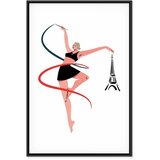  Slika - Rhythmic Gymnastics - Illustration of a Woman With a Ribbon 80x120 U crnom drvenom okviru | shoptok.hr