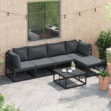 vidaXL Sjedeća garnitura za vrt 5 pcs Crna 283 x 141.5 x 71 cm | shoptok.hr
