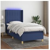  Box spring postelja z vzmetnico LED modra 100x200 cm blago | Shoptok.si