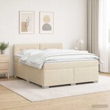  s box springom madracem i LED-om Krem 140 x 200 cm - Krem 140 x 200 cm Prošiveno gumbima | shoptok.hr