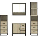 vidaXL Kopalniška garnitura 4-delna sonoma hrast inženirski les | Shoptok.si