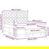 vidaXL Postelja s škatlastim dnom z ležiščem in klopjo modra 180x200 cm tkanina, (22083071) | Shoptok.si