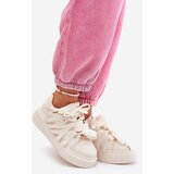 Boto Eco Leather Sneakers On Platform Beige Penolle | Shoptok.si