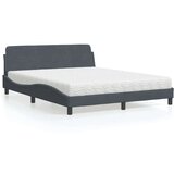 vidaXL Postelja z vzmetnico temno siva 160x200 cm žamet | Shoptok.si