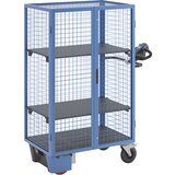 eurokraft pro nivojski voziček z električnim pogonom, dvokrilna vrata, 2 polici, dxšxv 1470 x 740 x 1800 mm, svetlo modre barve Cene