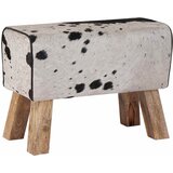  Klupa 60 x 30 x 45 cm Prava koža Crna i bijela | shoptok.hr