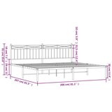 Metalni Kovinski posteljni okvir z vzglavjem bel 200x200 cm | Shoptok.si
