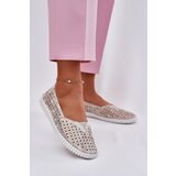 EVENTO Suede perforated women's loafers gold-gray Chulieta | Shoptok.si
