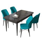 Hanah home set trpezarijski sto i 4 stolice arp black marble turquoise | Eponuda.com