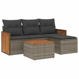 Maison Chic Seti vrtnega pohištva - Vrtna garnitura - Vrtni pohištvo set 5-delna z blazinami siv poli ratan, (21814226) | Shoptok.si
