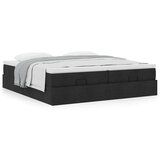  Otomanski okvir kreveta s madracima crni 200x200cm od tkanine | shoptok.hr
