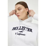 Hollister Co. Pulover ženska, bela barva, s kapuco