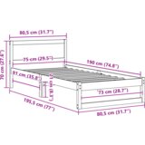  Konstrukcija postelje Rjava 75 x 190 cm Trden borov les, (5000023108) | Shoptok.si