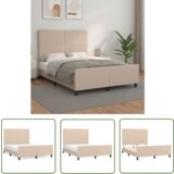 The Living Store Posteljni okvir z vzglavjem kapučino 140x190 cm umetno usnje - Posteljni Okvir Z Vzglavjem, (21737481) | Shoptok.si