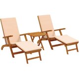  Zložljiv in nagibni ležalnik 3 pcs Bež Masiven les akacije, (5000284728) | Shoptok.si