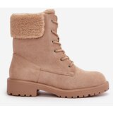 Boto Women's Lined Worker Boots with Zip Beige Mivael | Shoptok.si
