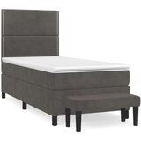 Box spring krevet s madracem tamnosivi 90x190 cm baršunasti | shoptok.hr