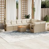  10-dijelni set vrtnih sofa s jastucima bež od poliratana | shoptok.hr