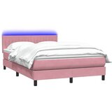 Box Spring krevet s madracem i LED ružičasti 140x220 cm baršun | shoptok.hr