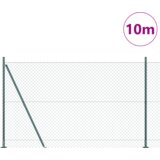 vidaXL Verižna ograja s 7 pritrjenimi stebri 1.4x10 m Galvanizirano jeklo | Shoptok.si