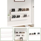 The Living Store Stenski regal za čevlje 2 kosa bel 110x9x23 cm trdna borovina - Stensko Stojalo Za Čevlje, (21744690) | Shoptok.si