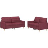  2-dijelni set sofa s jastucima crvena boja vina od tkanine | Shoptok.si