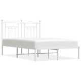 Maison Chic Kovinski Posteljni okvir - Dvoposteljna postelja - Zakonska postelja z vzglavjem bel 120x190 cm, (21693102) | Shoptok.si