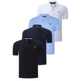 Dewberry QUAD SET T8561 MENS T-SHIRT-BLACK-WHITE-NAVY BLUE-LIGHT BLUE Cijene