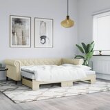  Dnevni krevet na razvlačenje krem 90 x 200 cm od umjetne kože | shoptok.hr