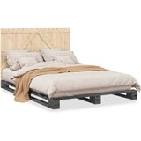 vidaXL Okvir za krevet s uzglavljem sivi 140x200cm od masivne borovine | shoptok.hr