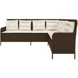 vidaXL Vrtna sofa L-oblika sa jastucima smeđi od poliratana | shoptok.hr