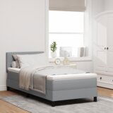 vidaXL Postelja z vzmetnico Svetlo siva 90x190 cm Tkanina | Shoptok.si