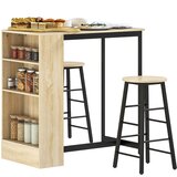 HOMCOM komplet barske mize iverna plošča, jeklo 91D x 49Š x 91V cm Hrast+Črn, (5000242446) Cene