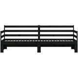 vidaXL Izvlečna dnevna postelja črna 90x200 cm trdna borovina | Shoptok.si