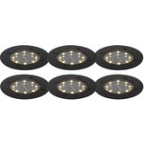 QAZQA Komplet 6 talnih reflektorjev črne barve vključno z LED IP65 Solar - Terry Cene