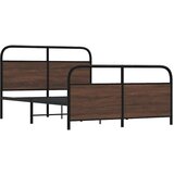 vidaXL Kovinski posteljni okvir brez vzmetnice rjavi hrast 140x190 cm | Shoptok.si