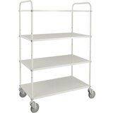 Kongamek lahek večnivojski voziček višine 1445 mm, 4 kovinske police, bele barve, 4 vrtljiva kolesa | Shoptok.si