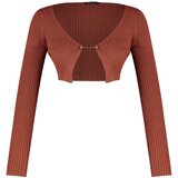 Trendyol Brown Crop Knitwear Cardigan | Shoptok.si