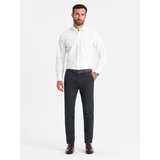 Ombre Men's classic chino pants with fine texture - graphite | ePonuda.com