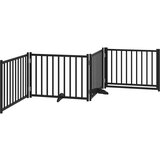vidaXL Ograda za pse z vrati zložljiva 4 paneli črna 320 cm topolovina | Shoptok.si