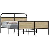 Metalni Kovinski posteljni okvir brez vzmetnice sonoma hrast 150x200 cm, (21607654) Cene
